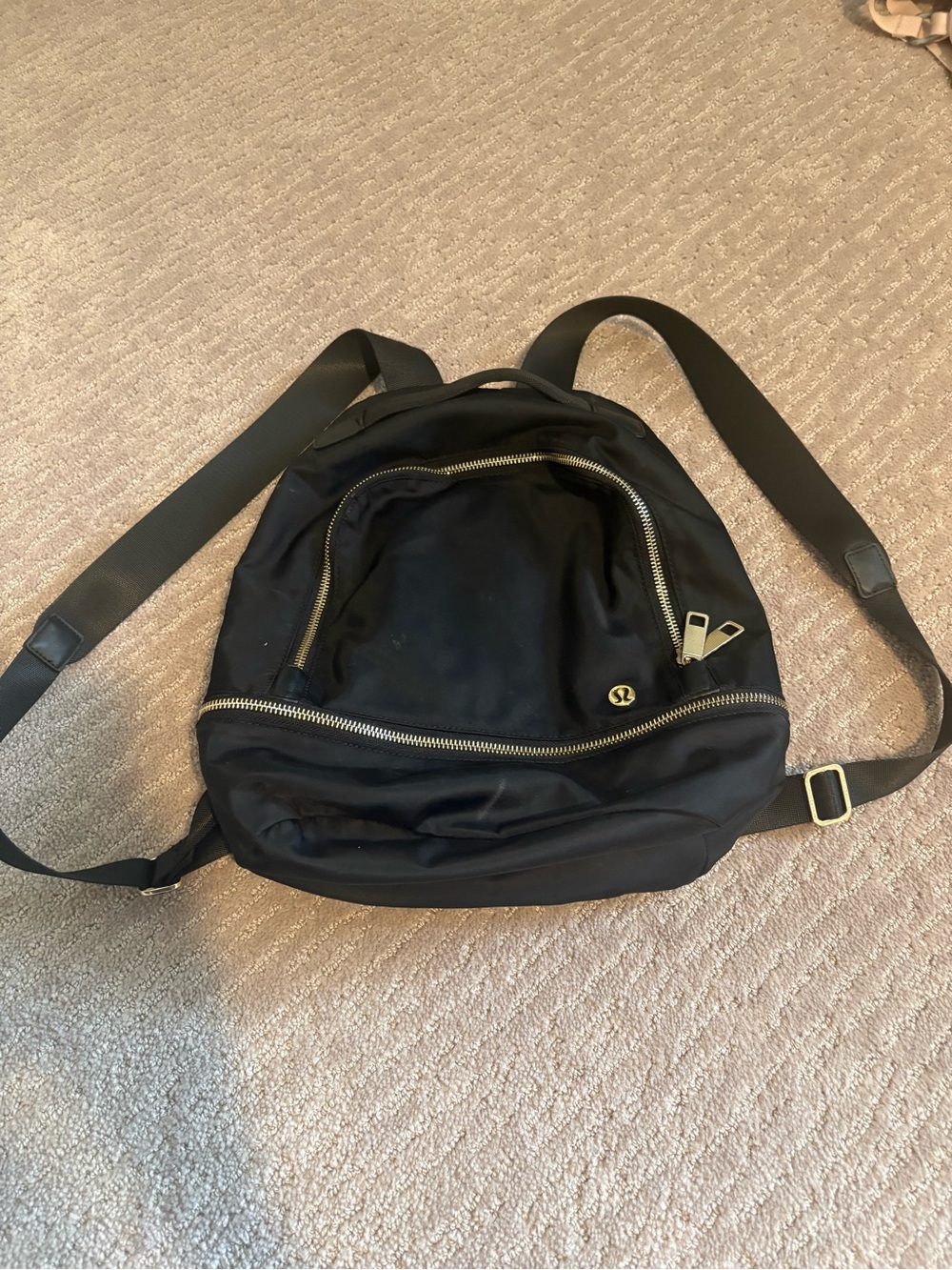 lululemon athletica Black Backpack with Gold Zippers